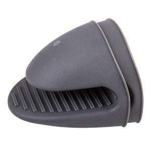 2pc Appetito Heat Resistant Silicone Oven Mitts W/ Ridgid Grips Set Grey