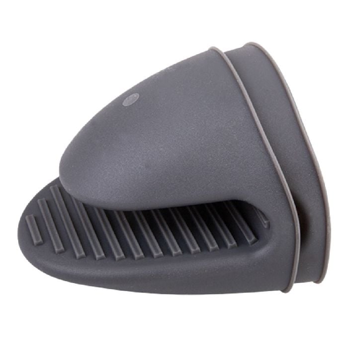 2pc Appetito Heat Resistant Silicone Oven Mitts W/ Ridgid Grips Set Grey