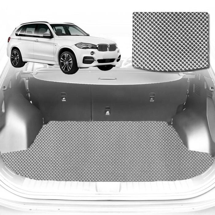 6D Diamond Car Boot Mat for BMW X5 (F15 F85)2013-2018-(3rd Row seats up/7 seater)-Cargo Mat-Grey-Outback GT