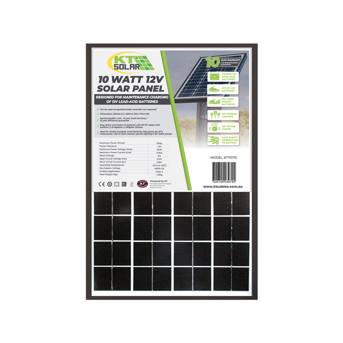 KT Solar 10W 12V Solar Panel Monocrystalline KT70715