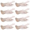 8PK Urban Elegant Bird Feather Clip Christmas Decoration 16cm Pink/Gold