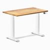 Desky Dual Mini Teak Hardwood Sit to Stand Desk 1000x600mm White Frame