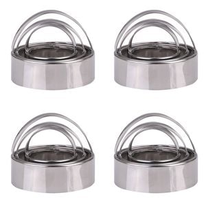 4x 3pc Appetito Stainless Steel Plain Scone Cutters w/Handle