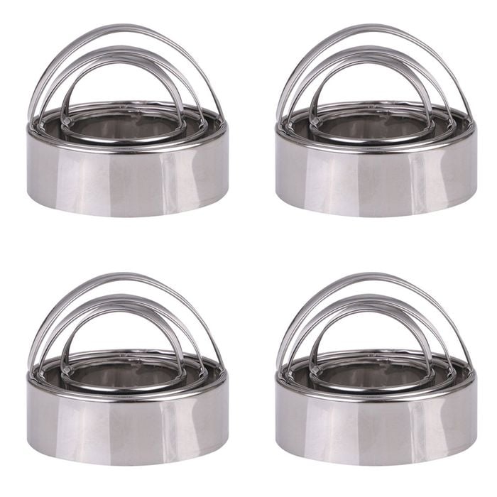 4x 3pc Appetito Stainless Steel Plain Scone Cutters w/Handle
