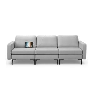 Costway 3-seat Sofa Bed Fabric Lounge Sofa Upholstered Couch