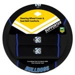 CANTERBURY BULLDOGS Official NRL Steering Wheel Cover and Seat Belt Cover Set