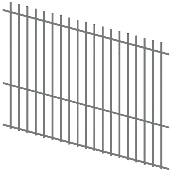ProtectorAl 1201 - 2400 x 1800mm Palladium Silver Raked Up to 15º Batten Pool Fence Panel