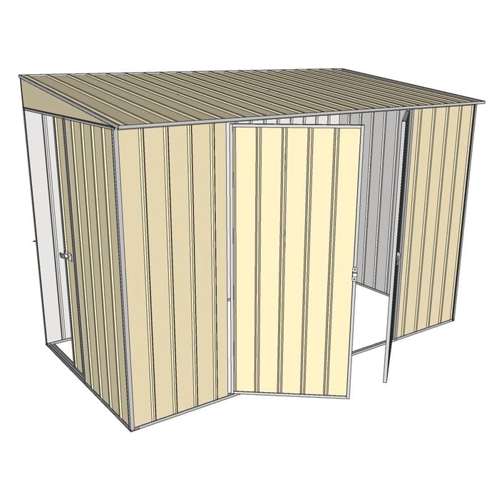 Build-a-Shed 1.5 x 3 x 2m Sliding Door Tunnel Shed with 2 Side Doors - Cream