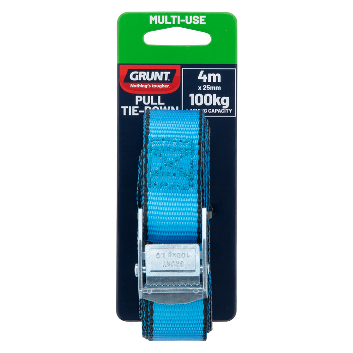 Grunt 25mm x 4m Pull Tie Down Strap Quick Release Light Duty