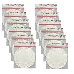 12x 20pc Topchef Round Paper Lace Decorative Doilies Pack 24cm White