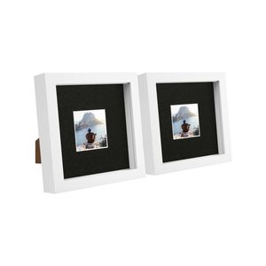 Nicola Spring 6" X 6" White 3d Box Photo Frames - 2" X 2" Mount - Pack Of 2