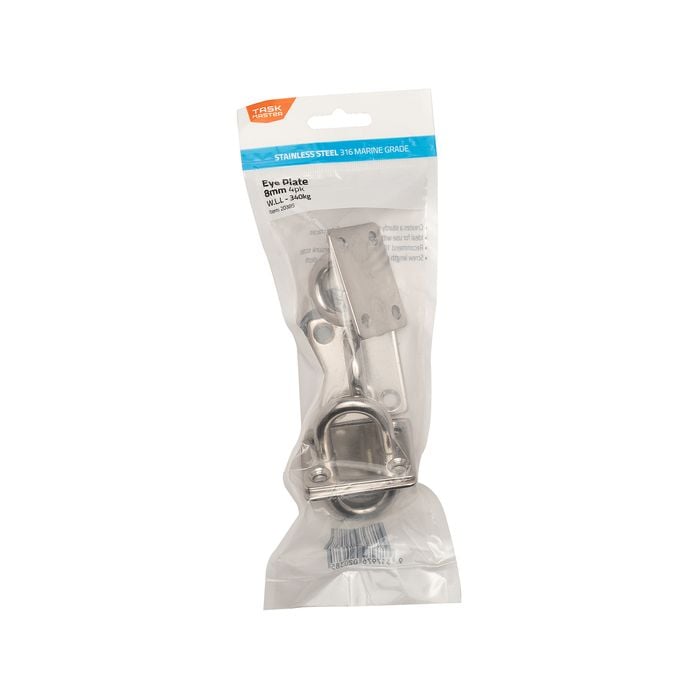 Taskmaster 8mm 316 Stainless Steel Square Eye Plate - 4 Pack