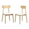 Oikiture 2x Dining Chairs Kitchen Chair PU Leather Solid Wood Cafe Lounge Beige