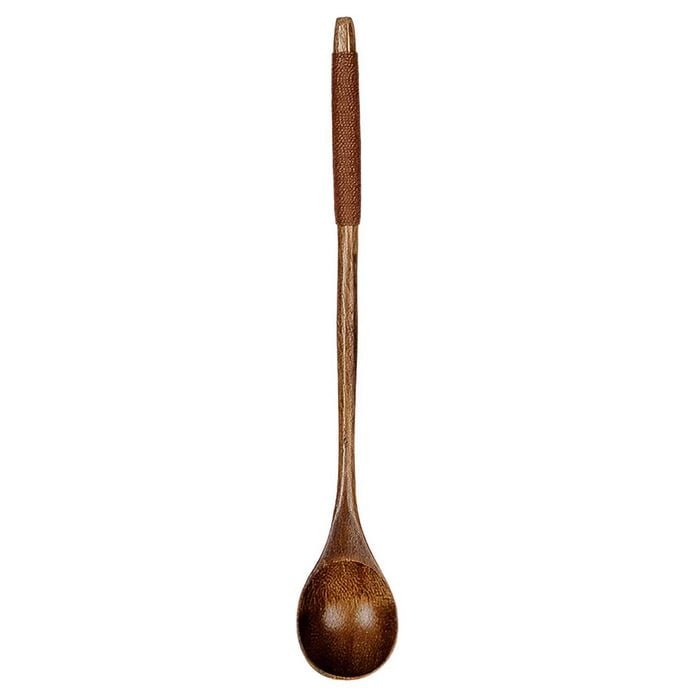 Anygleam Dark Brown 6pcs Wooden Tea Long Spoon Kitchen Tableware