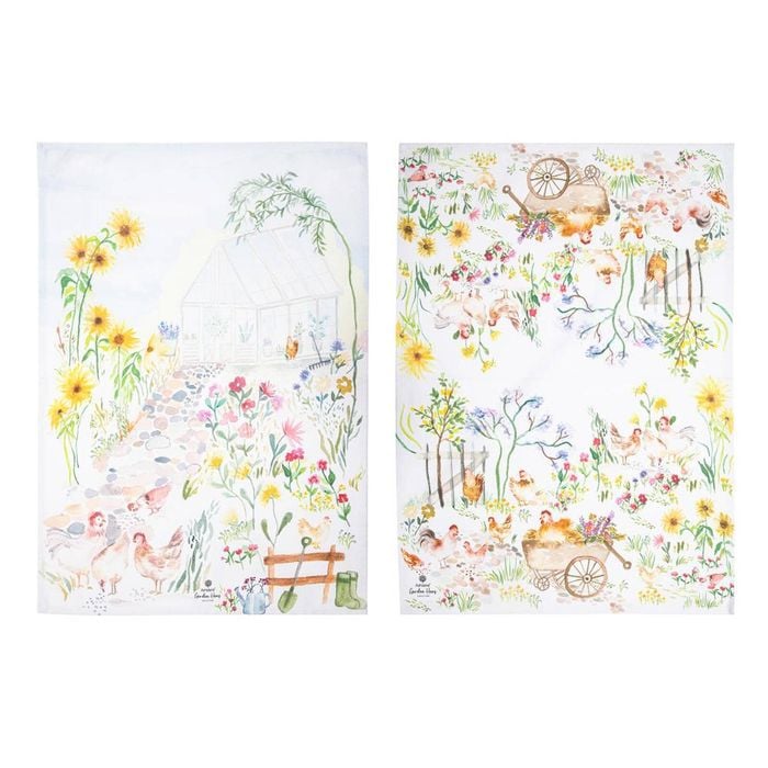 Ashdene Garden Hens Set Of 2 Kitchen Towels