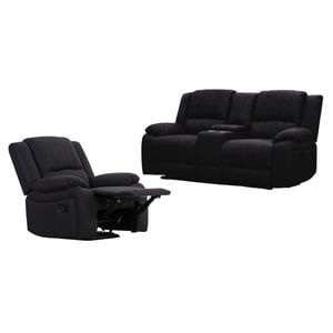 Anderson 1+2 Seater Fabric Electric Recliner Sofa Lounge Chair Set Onyx Black