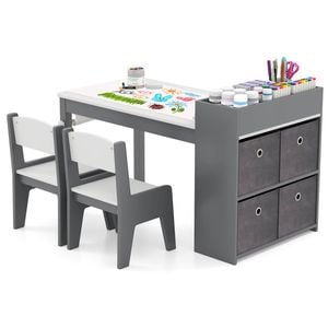 Costway Art Table Chairs Set Grey