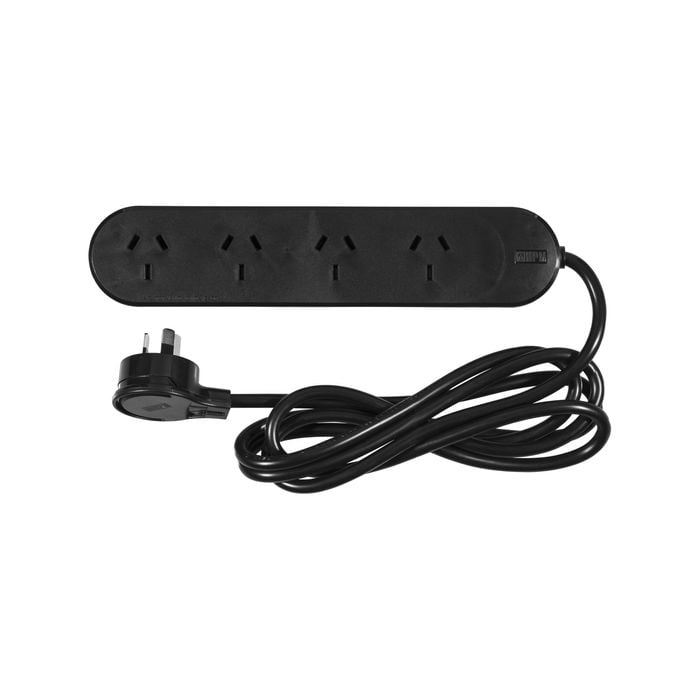 HPM Black 4 Outlet General Purpose Powerboard With 1.8m Lead