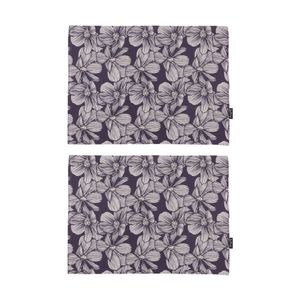 2x 4pc Bas Phillips Printed Linen Looks Placemat Set Blue Flowers 33x45cm