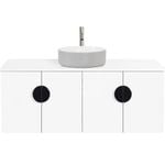 CIBO 1200mm White Mornington Wall Hung Vanity With Light Grey / White Basin And Black Handles