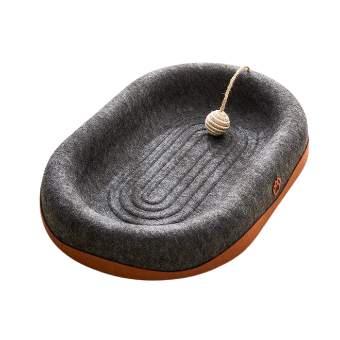 Oval Felt Cat Scratching Bed - Black