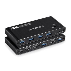 Simplecom Km420 2-port Hdmi Kvm Switch Hdmi 2.0 4k@60hz 4-port Usb 3.0 Hub 5gbps