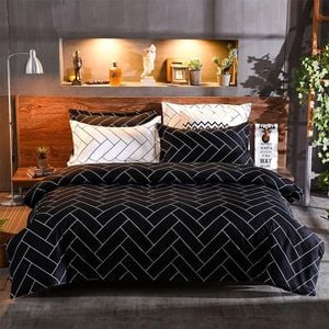 Fabric Fantastic Black&white Super King Size Quilt/doona/duvet Cover Set