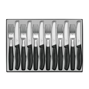 Victorinox Classic Steak Knife and Fork Set 12pc Black