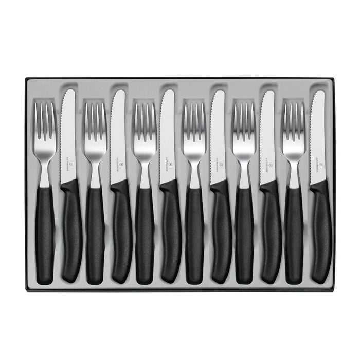 Victorinox Classic Steak Knife and Fork Set 12pc Black