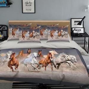 3D Running Horse 130 Bedding Set Pillowcases Quilt Duvet Cover Set Queen King