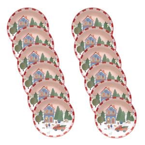 12PK Porto Porcelain Night Before Christmas Dinner Plate Red Truck