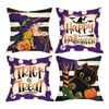 Catzon 4 Pcs Scary Throw Pillow Covers Linen Cushion Case for Decor 40X40cm