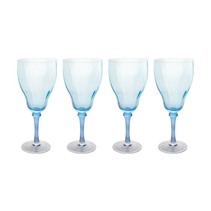 4pk Lvd Decorative Ocean Wine Glass Barware/drinkware Decor Blue 19x7x7cm