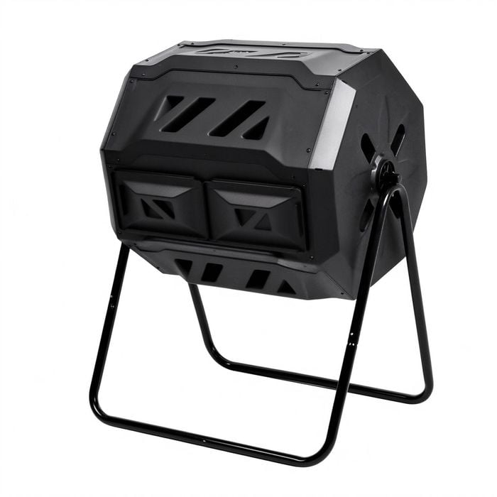 Advwin Compost Tumbler, Garden Composting Bin Dual Chamber 160L, Outdoor Composter Tumbler 360 Degree Rotating