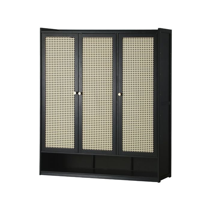 Oikiture 7-Tier 3 Doors Shoe Storage Cabinet Shoes Rack Organiser Shelf Black