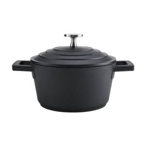 Mastercraft Cast Aluminium Casserole Dish Kitchen Cooking Pot 1.4l Black 16cm
