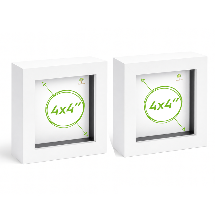 Nicola Spring 3d Box Photo Frames - 4" X 4" - White - Pack Of 2