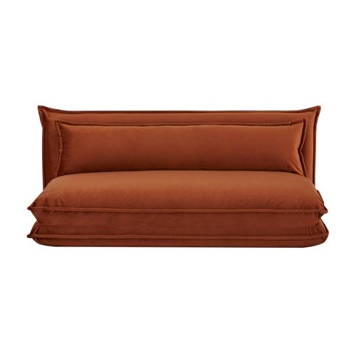 Happy Double Folding Sofa Bed Fabric Cover Metal Frame Orange