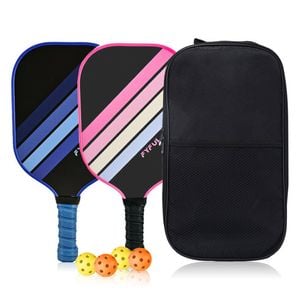 Catzon Pickleball Paddles Set Of 2 Fiberglass Surface Pp Honeycomb Core Pickleball Racket With 4 Balls 1 Bag-black