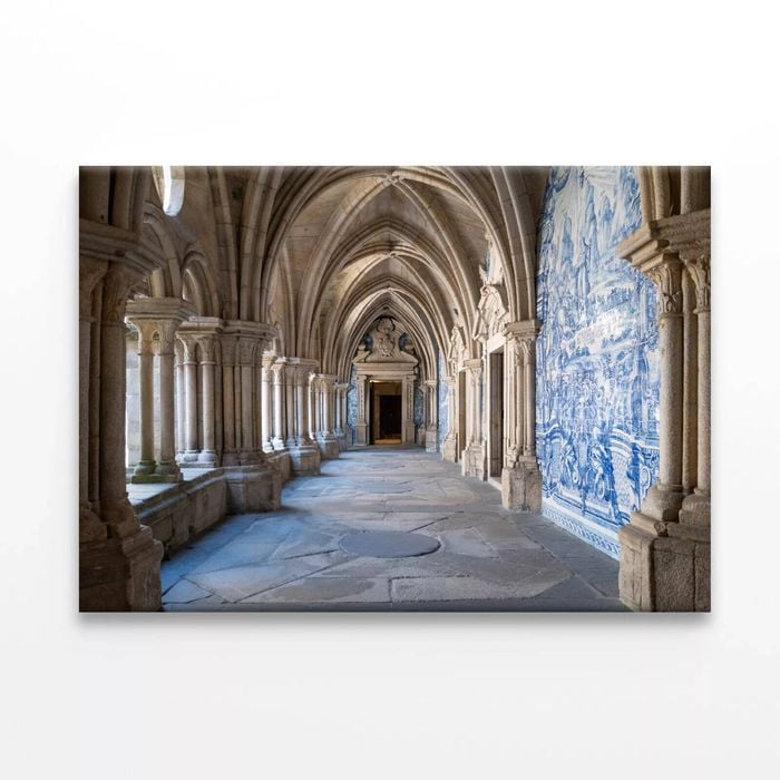 Large Stone Hallway with Columns  Print 100% Australian Made 75 x 50cm  (Stretched)