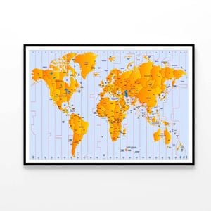 Timezone Map  Print 100% Australian Made 120x90cm  (Poster)