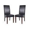 2x Wooden Frame Black PU Leather Dining Chairs with Solid Pine Legs