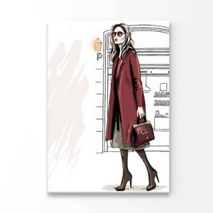 Modern Girl with Her Red Coat Print 100% Australian Made 60x90cm (Stretched Canvas)