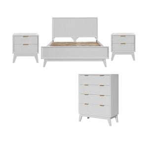 Matilda 4pc King Bed Suite Bedside Tallboy Frame Set White