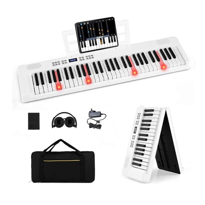 Costway 61-Key Kid Keyboard Foldable Electronic Piano Music Toy White