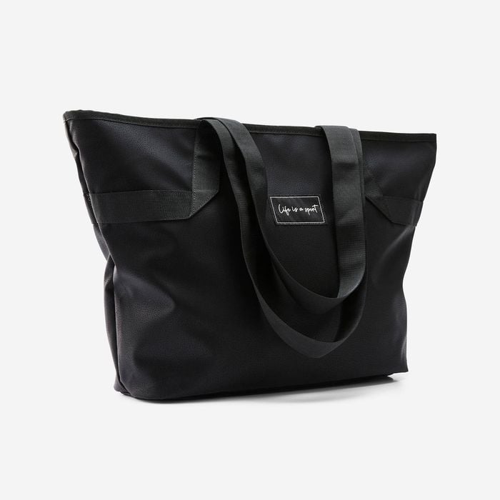 Decathlon - 25 L Leather Look Sport Tote Bag - Black - 25l