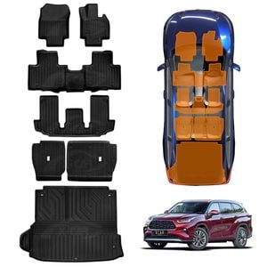 3D Floor Mats Boot Liner Set for Toyota Kluger 2021-Onwards Cargo Kick Mats Back Seat Protector Cover