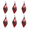 6PK Urban Foliage Applique Hanging Christmas Decoration 8cm Red Assorted