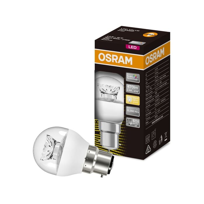 Osram Fancy Round Filament BC LED 470lm Warm White 4.9W Light Globe 1 Pack Bunnings Australia