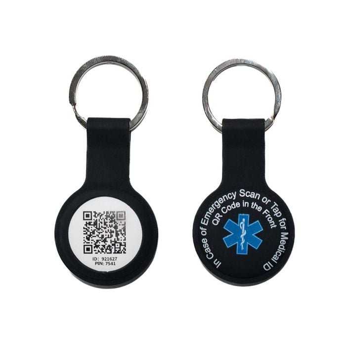 MEDI-ID  Medical ID Black Neoprene Key Ring.